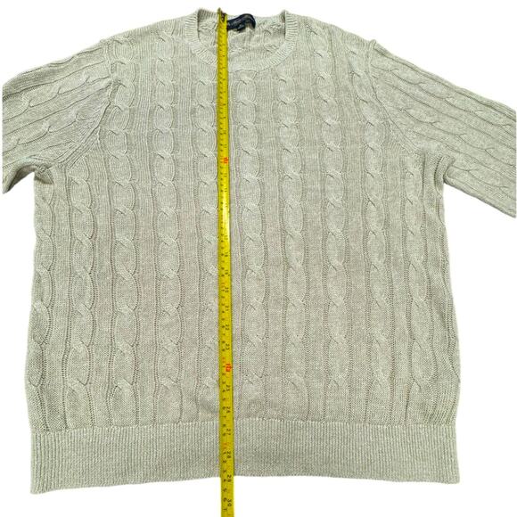 BROOKS BROTHERS "ITALIAN YARN" XL Tan Cable Knit PLZ READ!!!!,Old Money,Preppy - Picture 4 of 9